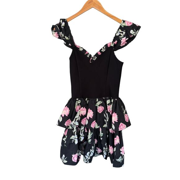LoveShackFancy Sanam Mini Dress Painted Mime Black Floral Size 8 NWT - Picture 5 of 13